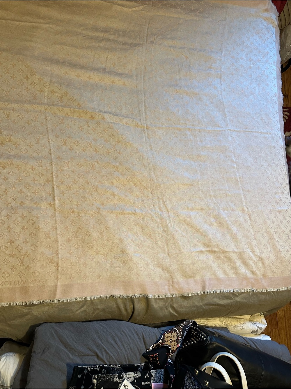 Louis Vuitton Light Pink & Cream Monogram Shawl